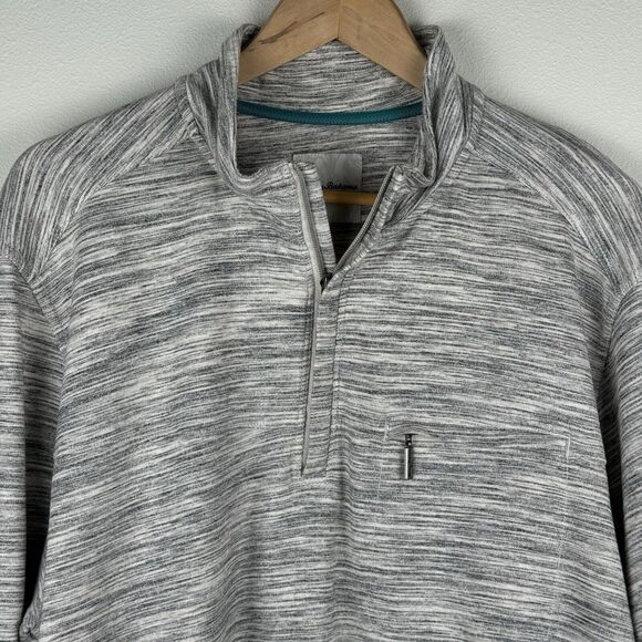 Tommy Bahama 1/4 Zip Pullover Sweater Mens XL Heather Gray Cotton Long Sleeve - Picture 2 of 7